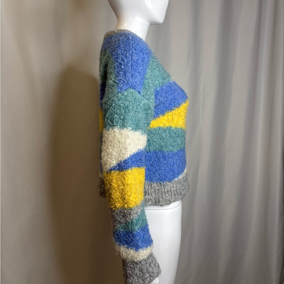 Jessica Simpson Cozy Nubby Chenille Color Blocked Cropped Sweater Size Small - Picture 5 of 11